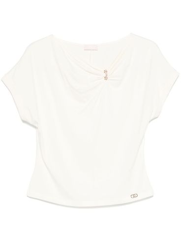 LIU JO - White t-shirt with draped neckline