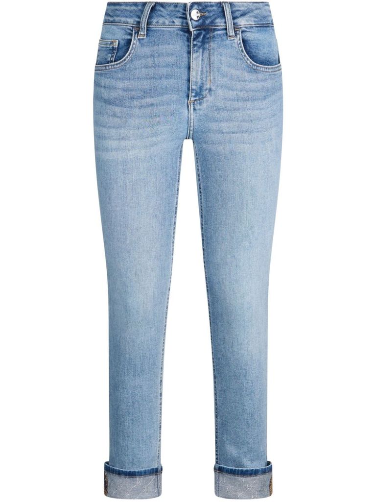 Liu •jo Liu Jo Blue Bottom-up Skinny Jeans With Turn-ups In Blue