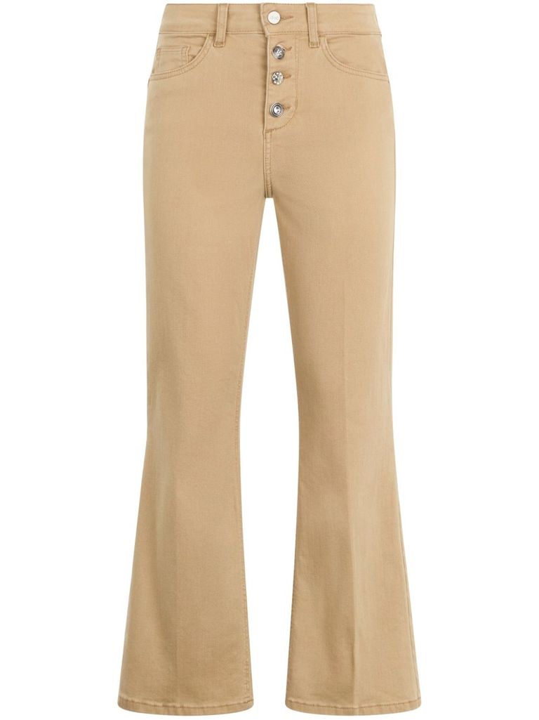 Liu •jo Pantaloni Bootcuti A Vita Alta Beige In Brown
