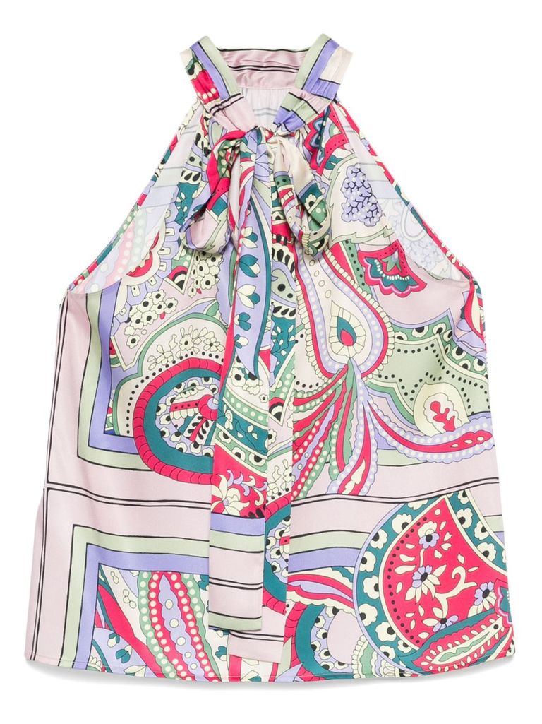 LIU •JO MULTICOLOR SLEEVELESS TOP WITH COLLAR