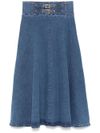 liu jo - Fflared denim skirt with mini straps