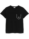 liu jo - Black t-shirt with a pocket embellished