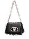 liu jo - Black mini puff bag with feathers