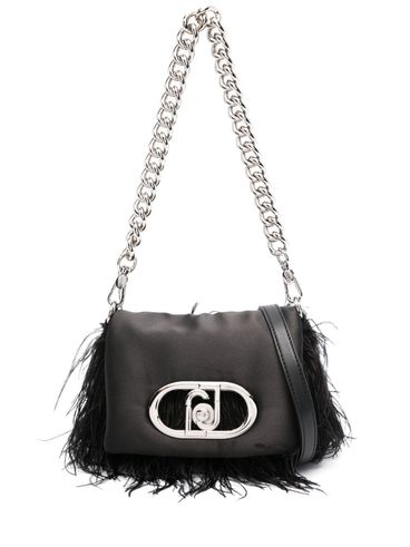 LIU JO - Black mini puff bag with feathers