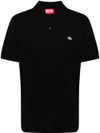 diesel - Polo in cotone nero con logo ricamato