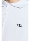 diesel - Polo in cotone bianco con logo ricamato - 2