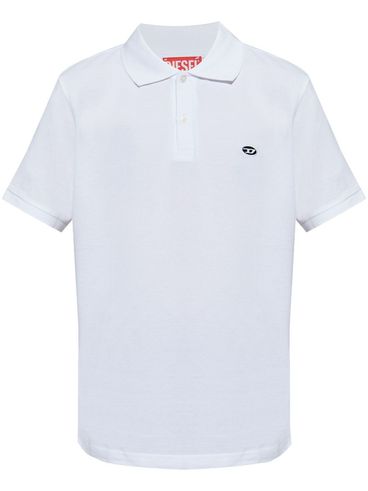 DIESEL - Polo in cotone bianco con logo ricamato