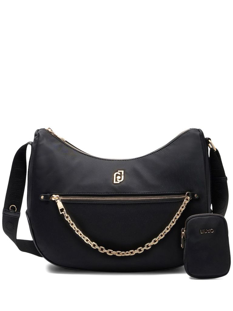 Liu •jo Chain Detail Shoulder Bag With Zip Pocket In Black