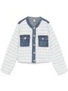 liu jo - Denim blue jacket with tweed design