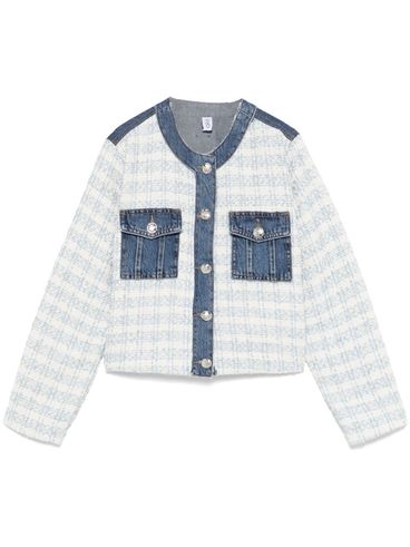 LIU JO - Denim blue jacket with tweed design