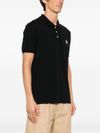 maison kitsuné - Polo in cotone nero con logo volpe ricamato - 2