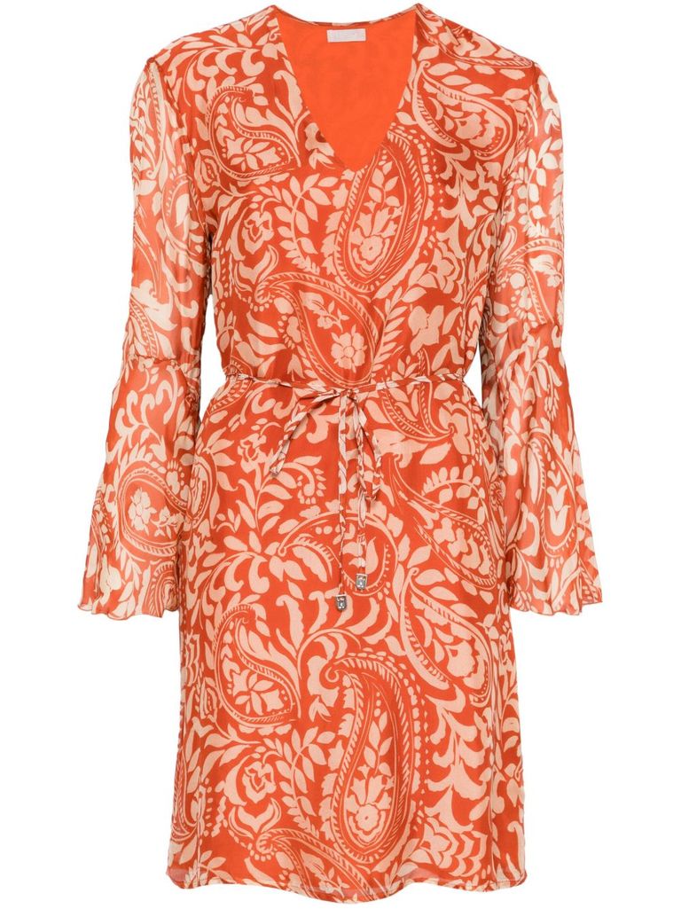Liu •jo Paisley-print Mini Dress In Brown
