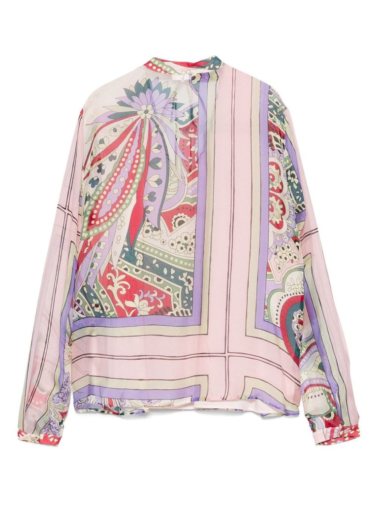 LIU •JO BLOUSE WITH MULTICOLORED PATTERN 