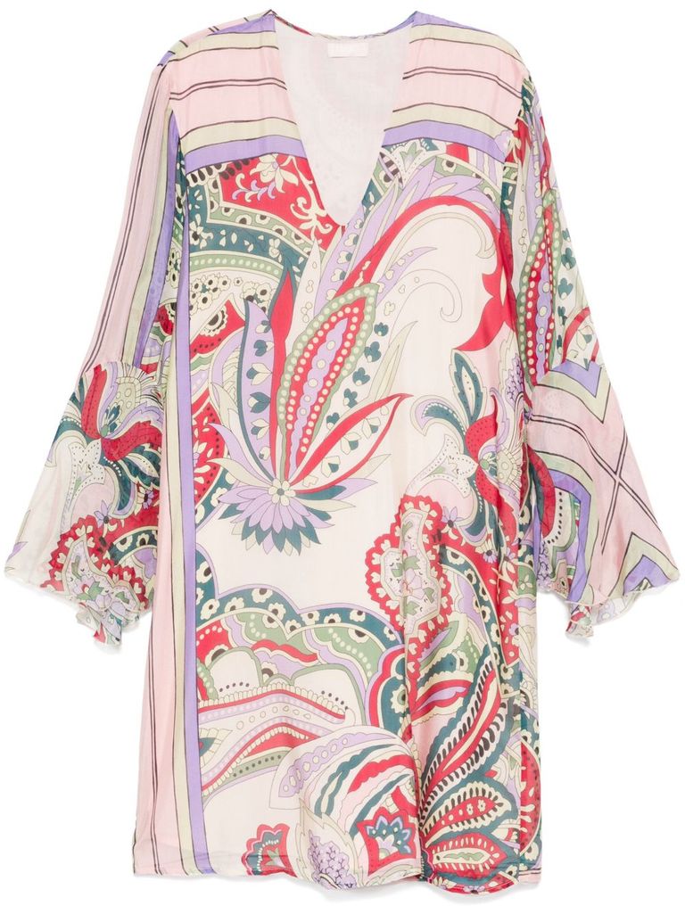 LIU •JO SHORT DRESS WITH MULTICOLORED PATTERN 