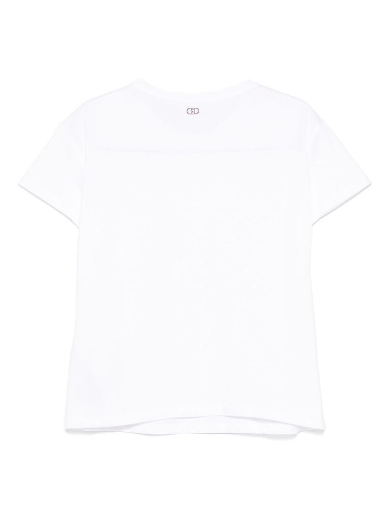 Liu •jo White T-shirt Embellished With Rhinestones In White