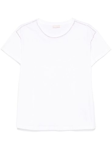 LIU JO - White t-shirt embellished with rhinestones