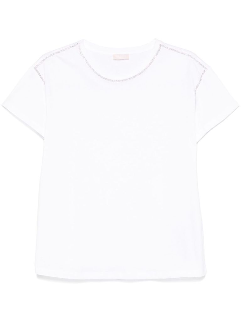 Liu •jo White T-shirt Embellished With Rhinestones In White