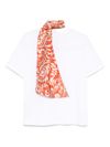 liu jo - T-shirt bianca con foulard multicolore - 1