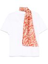 liu jo - T-shirt bianca con foulard multicolore