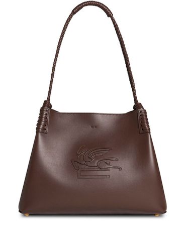 ETRO - Brown leather bag with embroidered logo