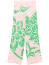 etro - White trousers with green floral design