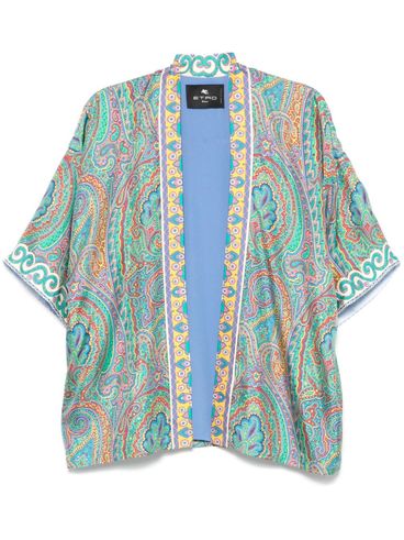 ETRO - Cape with blue and green paisley print