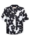 marni - White shirt with black flower print