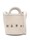 marni - Borsa a secchiello beige chiaro con logo cucito