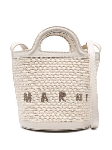 MARNI - Borsa a secchiello beige chiaro con logo cucito