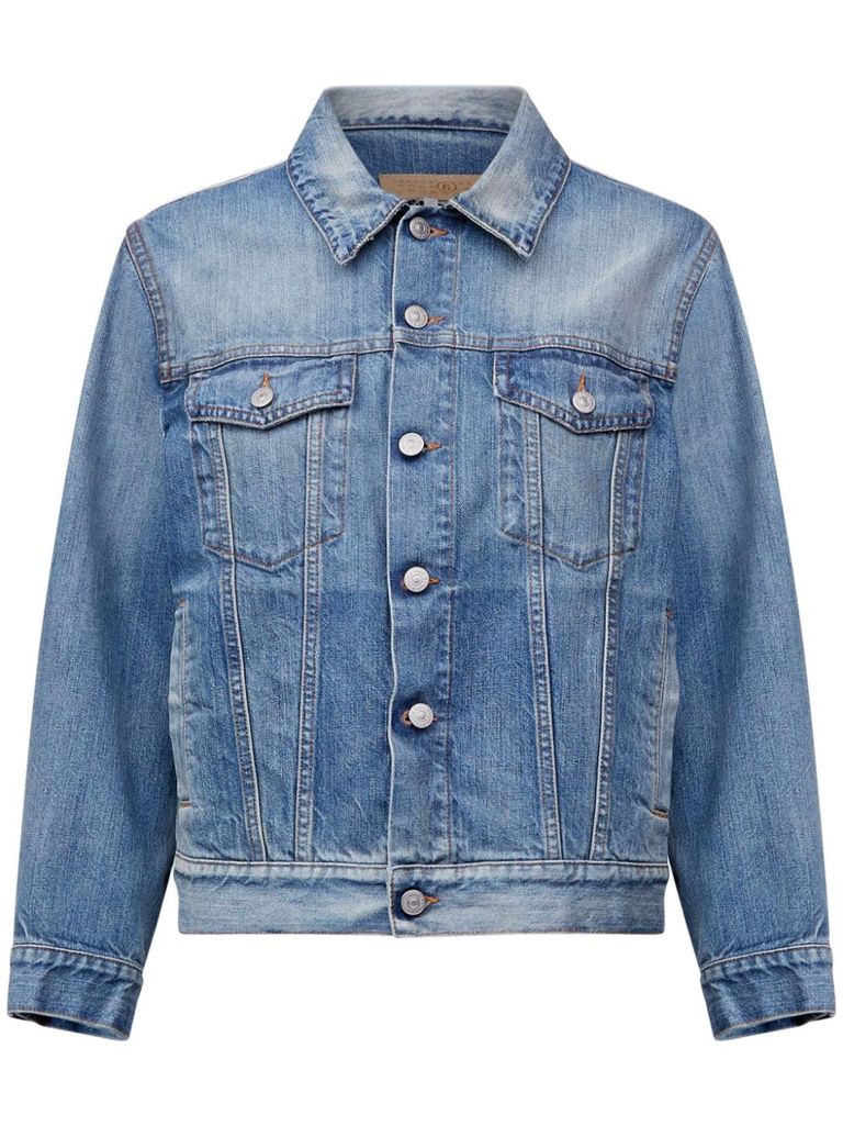 Mm6 Maison Margiela Denim Blue Jacket With A Worn Effect In Blue