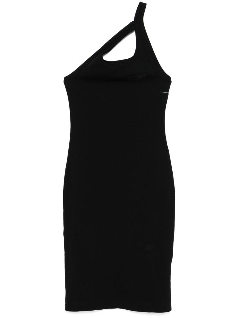 Mm6 Maison Margiela Black Dress With Crossed Straps On The Shoulder In Black