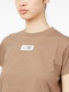 mm6 maison margiela - Beige cotton t-shirt with logo patch - 3