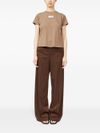 mm6 maison margiela - Beige cotton t-shirt with logo patch - 6