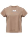 mm6 maison margiela - Beige cotton t-shirt with logo patch