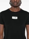 mm6 maison margiela - Black cotton t-shirt with logo patch - 2