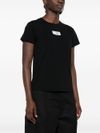 mm6 maison margiela - Black cotton t-shirt with logo patch - 4