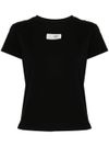 mm6 maison margiela - Black cotton t-shirt with logo patch