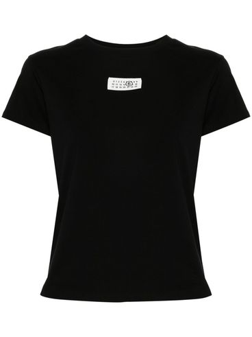 MM6 MAISON MARGIELA - Black cotton t-shirt with logo patch