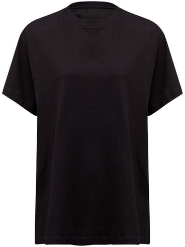 MM6 MAISON MARGIELA - Black cotton t-shirt with logo patch