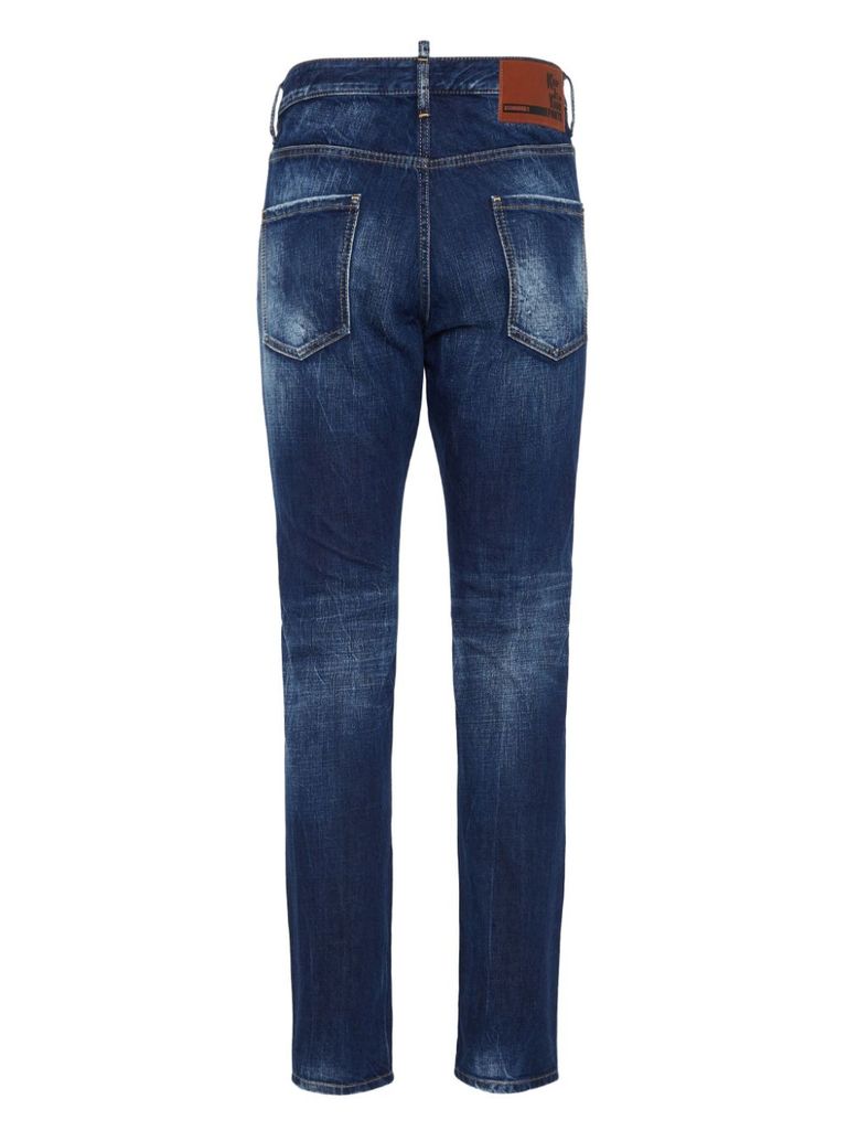 Shop Dsquared2 Slim Fit Jeans With Logo Label In Blue