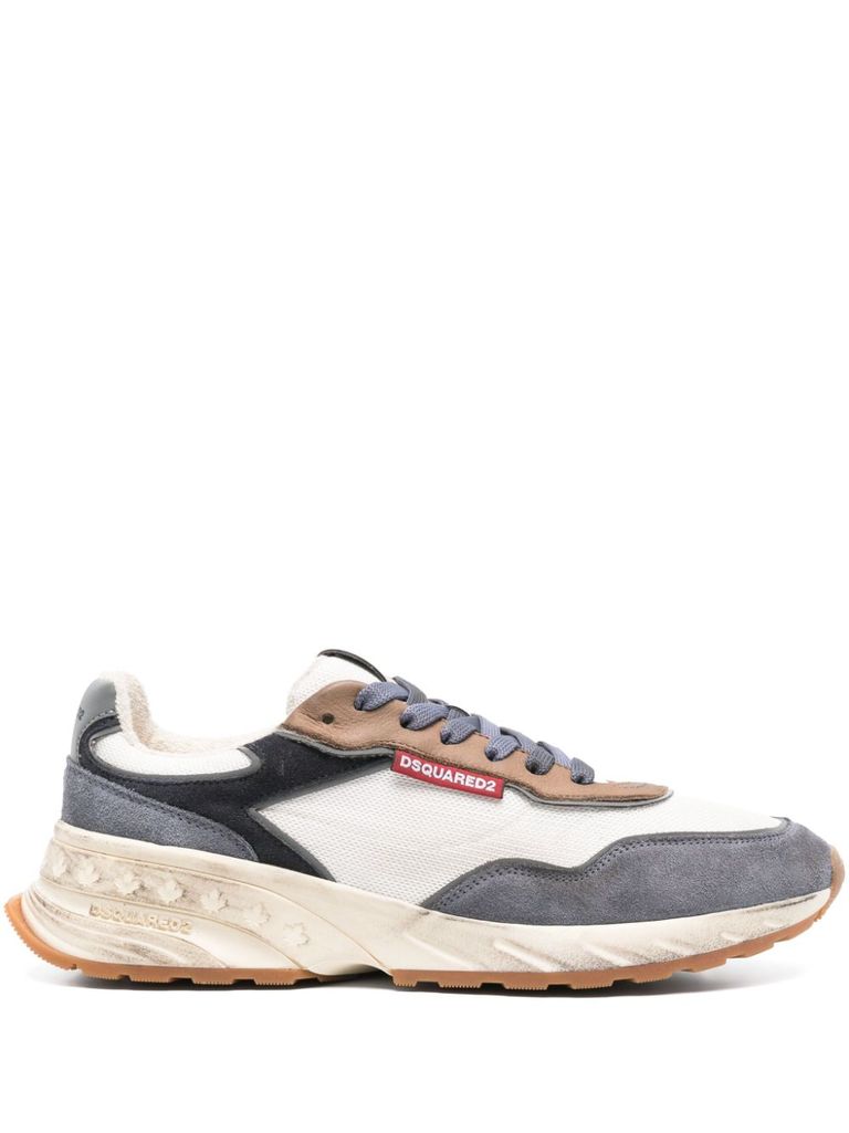 Dsquared2 Low Top Blue Denim Sneakers In White
