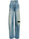 mm6 maison margiela - Worn-effect jeans with cut-out details