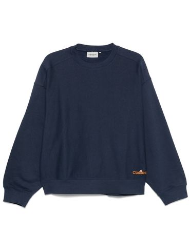 CARHARTT WIP - Crewneck blue cotton sweatshirt with embroidered logo