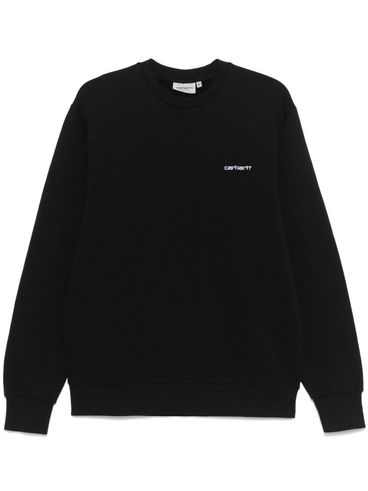 CARHARTT WIP - Black crewneck sweatshirt with white embroidered logo