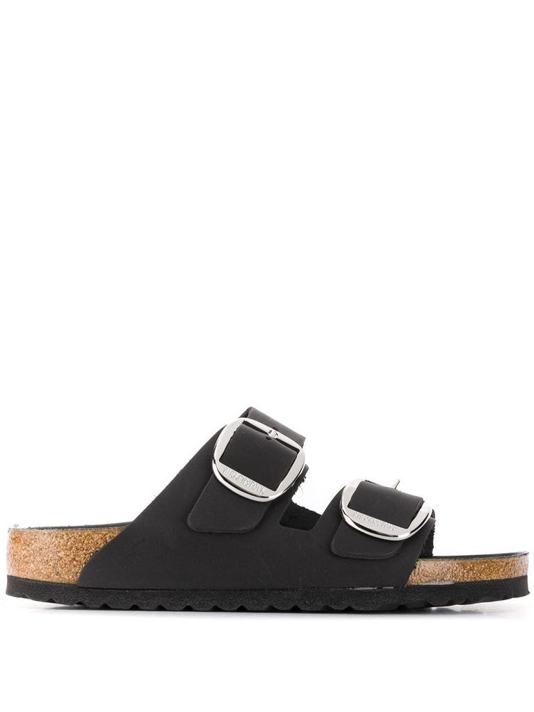 Birkenstock Arizona Big Buckle Birko Flor Womens Sandals In Black