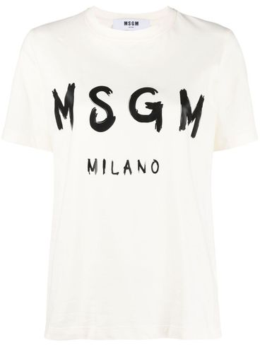 MSGM - T-shirt bianca con logo tipo