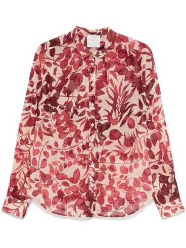 FORTE FORTE - Pink shirt with floral graphic print