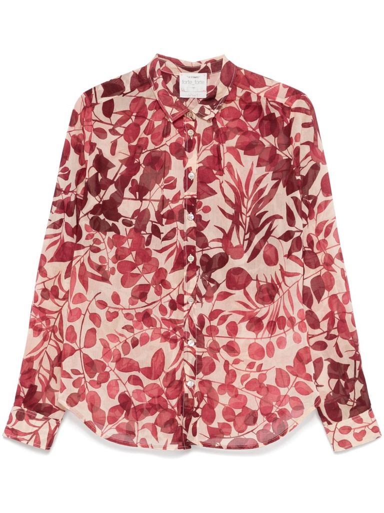 Shop Forte Forte Pink Shirt With Floral Graphic Print In White