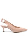 casadei - Pointed toe slingback pumps with mid heel