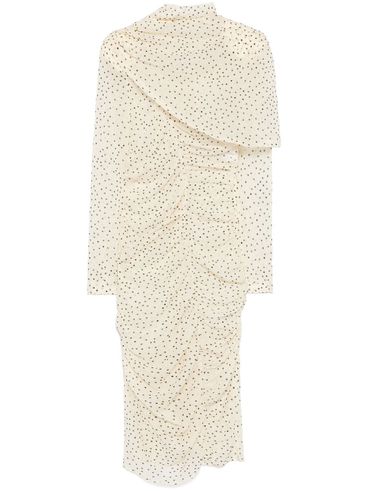 MAGDA BUTRYM - Cream semi-sheer midi dress with black dots